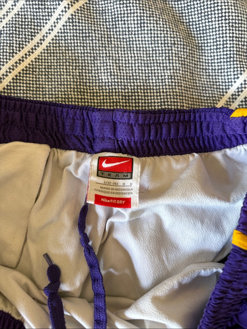 Nike LSU Louisiana state university tigers Purple Athletic Shorts with Gold Trim - Picture 4 of 4